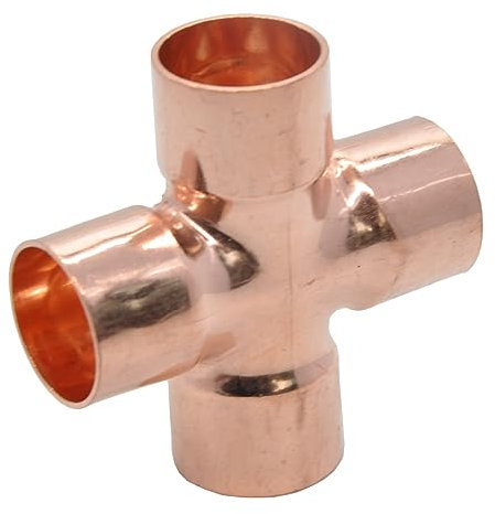 15 16 22 28 35 45 mm Kupfer Endzuführung Lötzinn Kreuz 4 Wege Schweißnaht Scoket Sanitärarmatur Anschluss Kupplung Splitter Klimaanlage (Farbe: 45 mm)