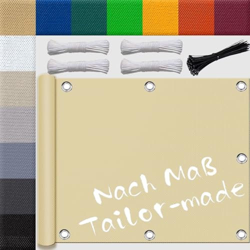 Malla ocultacion Balcon Exterior Impermeable Rectangular Protección Solar 185g/m² Densidad toldos Baratos para Exterior terraza Jardin pergola Trasero Beige 2.2x7m