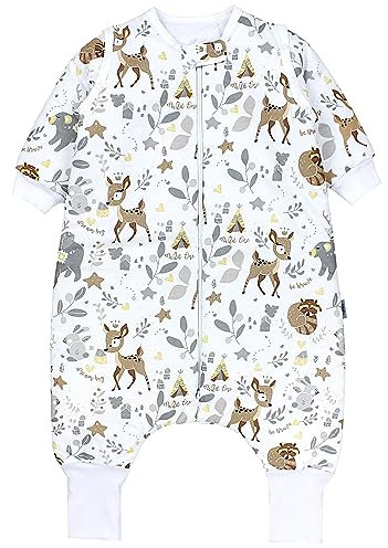 TupTam Baby Schlafsack mit Beinen und Ärmeln OEKO-TEX zertifizierte Materialien, Winterschlafsack 2,5 TOG Unisex, Farbe: Wilde Tiere, Größe: 68-74