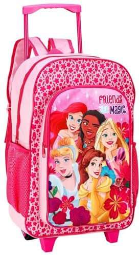 Peppa Pig Disney Princess Premium Trolley Bags for Kids, Boys & Girls - Travel Backpack with Wheels, Large Compartment & Extendable Handle - Carry-On Luggage Suitcase for Children - for Age 3+