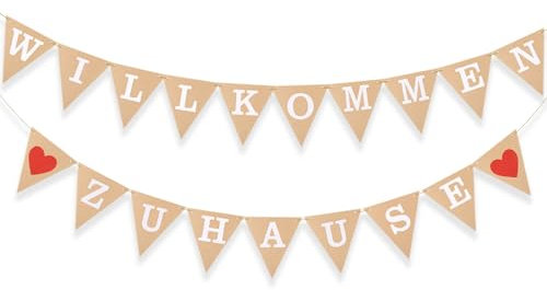BETESSIN Willkommen Zuhause Girlande - Rustikales Willkommen Zurück Wimpelkette aus Kraftpapier - Welcome Back Banner - Welcome Home Dekoration für Familie Rückkehr, Einzug, Babyparty UVM.