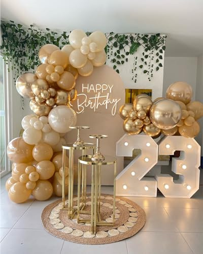 Birthday Balloon For Women Garland Kit Arch And Gold For Party Decoration Neutral Brown Tawny Boho Ivory White Sand Gold