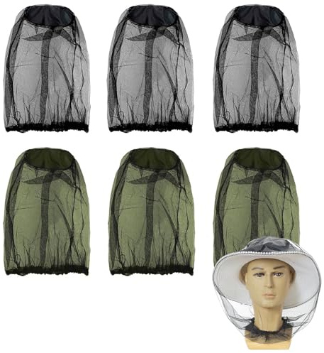 DALAETUS 6 Pezzi Zanzariera Cappello, Rete per Insetti a Maglia Fine, Zanzariera per il Viso, Cappello Antimalvagio per Outdoor, Pesca, Giardinaggio, Escursionismo, Campeggio, Arrampicata