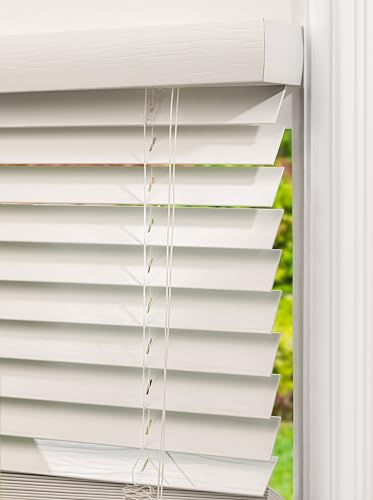 Lister Cartwright Woodgrain Fauxwood Venetian Blinds for Windows 50mm – Trimmable, Easy Fit Curtains, Child Safe – Durable Home & Office Blind(White, 115 W x 160 H cm)