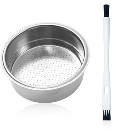 1 filtro in acciaio inox, 1 spazzola per la pulizia, filtro per caffè, doppio filtro, cestello filtro monostrato, accessorio universale per macchina da caffè