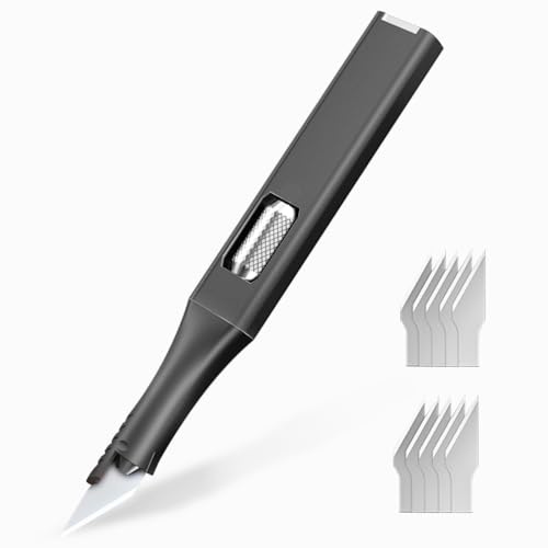Bastelmesser Skalpell, Scharfes Präzisionsmesser mit 10 Ersatzklingen, Papierschneidestift, Cuttermesser, Schablonenmesser für Kunst, Handwerk, Basteln, Schnitzerei,Modellbau,Schwarz