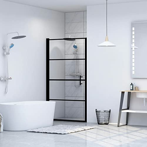 Iiaky Duschtür Hartglas 81×195 cm Begehbare Dusche Schwarz Duschwand FüR Dusche