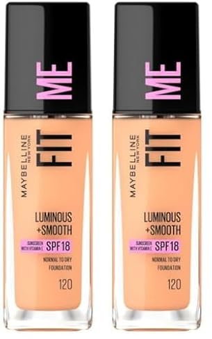 Maybelline New York Make Up, Fit Me! Foundation mit LSF18, Für makellose Haut, Alle Hauttypen, Nr. 120 Classic Ivory, 30 ml (Packung mit 2)