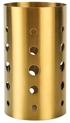 Generic Stainless Steel Gold Utensil Holder With Drain Holes Kitchen Utensil Storage Bin That Fits Under Bed (Gold, 11x11x18cm)