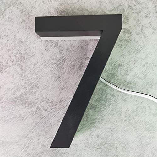 Moderne Hausnummer, 3D-LED, moderne Hausnummer, schwarze Farbe, weißes Licht, rostfreies Metall, wasserdichtes Türschild for Zuhause, Hotel, for den Außenbereich, (Nr. 3333)(7,125mm 5in)