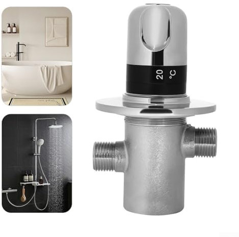Mitigeur thermostatique en laiton chromé G1/2 pour eau chaude et froide - Convient pour lavabo, bidet et système de douche de salle de bain