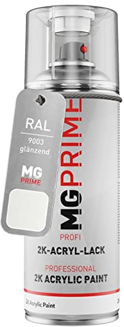 MG PRIME RAL 9003 Signalweiss/Signal white glänzend 2K-Acryl-Lack Spraydose | Sprühdose 400 ml, schnelltrocknend