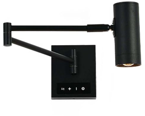LOGT LED Wandleuchte mit Schwenkarm Runde Wandleuchte Touch Dimmbar Wandbeleuchtung Langer Arm Schwenkbar Leselicht Wand mit Schalter Verstellbarer Wandstrahler Innen mit Gelenkarm,Schwarz