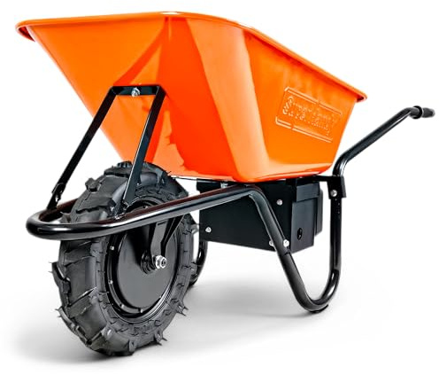 SuperHandy Elektrische Schubkarre, 48 V, 2 Ah Li-Ion-Akku, 150 kg Kapazität, 75 l, pulverbeschichtete Stahlwanne, Material- und Abfalltransport