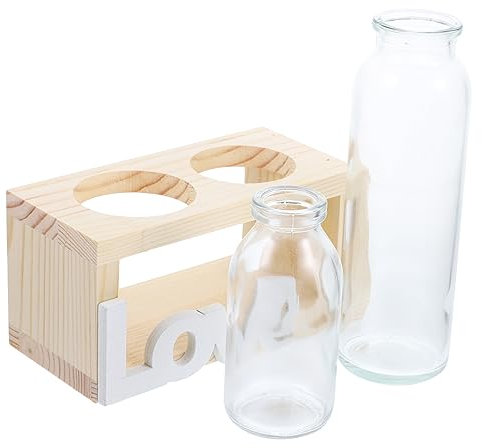 FONDOTIN Glasterrarium Mit Holzständer Für Innenbereich Hydrokultur-pflanzenterrarium Wasserpflanzgefäß Für Schreibtisch Glasvase Für Blumenarrangements Und Dekoration