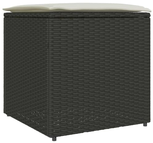 vidaXL Kissenbox mit Speicher Schwarz 50 x 50 x 50 cm Poly-Rattan, Moderner Garten- und Terrassenstauraum, wetterfeste Box, rechteckiger Rattan Organizer, Kissenhalter