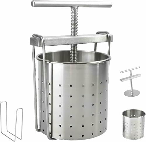 Generico Pressa Manuale per Vino e Miele, Cesto in Acciaio Inossidabile, Pressa di Frutta per Uso Domestico