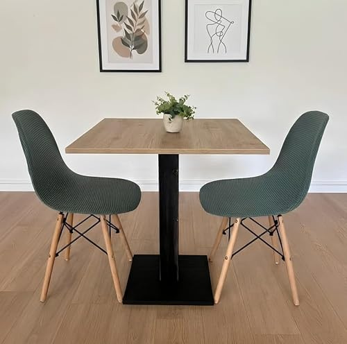 Bartisch | Bistro | Restaurant eckig mit Mittelfuß 60/70/80 cm, Farben sortiert (Eiche Cadix A475 - Schwarz, 80 x 80)