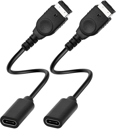 GBA SP to USB C Adapter, USB Type C Adapter for Nintendo DS Original and Gameboy Advance GBA SP Consoles Charging Cable, 2 Pack