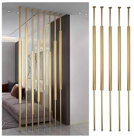 5 Pack Entrance Hallway Metal Frame Room Separator Post Fence, Black White Gold Wall Partition Room Divider Privacy Screen Indoor Floor To Ceiling For Bedroom Livingroom Kitchen Salon Home Apartment(B