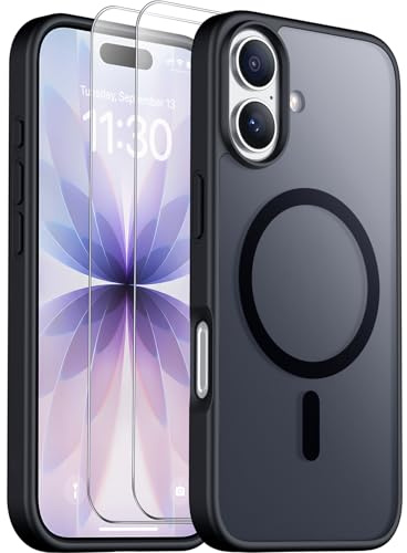 SPIDERCASE Only Designed for iPhone 17 Case, Magnetic Translucent with [2PCS Tempered Glass Screen Protector] [Military Grade Drop Protection] Anti-Fingerprint Case Just for iPhone 17 6.3, Black