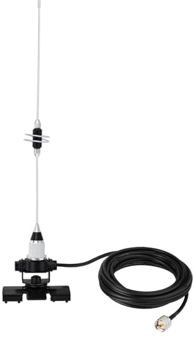 Bingfu VHF UHF Dualband Mobilantenne 39cm, PL259 mit Halterung und 5m Kabel | 136–174/400–460 MHz Funkantenne für Amateurfunk, Zwei-Wege-Funkgeräte, Auto, LKW und Wohnmobil