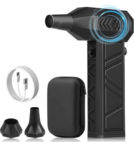 Soplador De Aire, 140000RPM Potente Soplador de Polvo Eléctrico, Bateria 8000mAh, Ajustable Velocidades Aire Comprimido Limpieza PC, Soplador Aire Comprimido para Laptop, Teclado, Coche