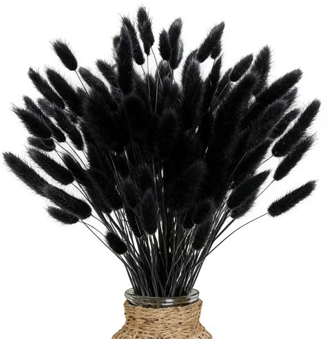 66 piezas de hierba de la pampa seca, ramo de hierba de la pampa, pampas secas naturales, para bodas, flores bohemias, decoración de mesa en casa, fiesta rústica de granja (negro)
