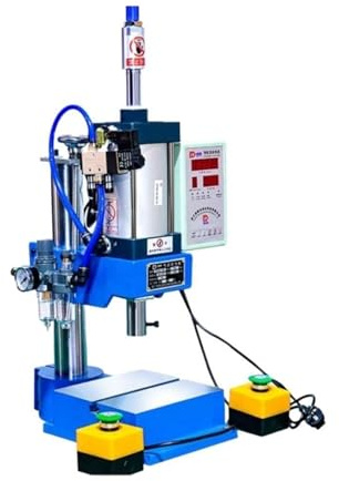 Punzonatrice pneumatica 200 kg Colonna singola 63 Tipo Panca Pressa Piccola Gas Spleen Macchina Rivettatrice ad alta precisione per principianti uso fai da te(Dual buttons)