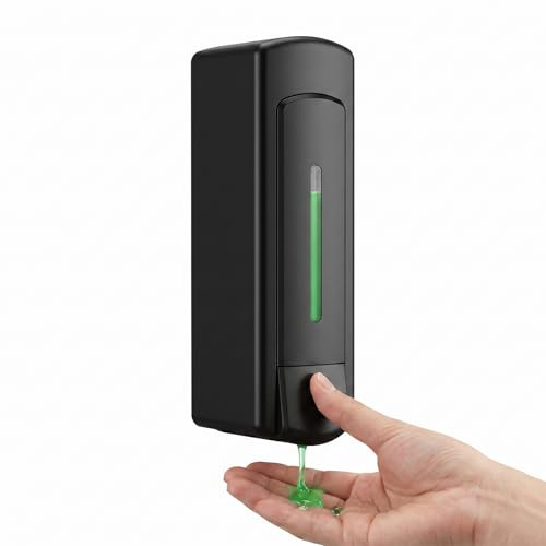 Tvålpump väggmontering flytande tvåldispenser vägg väggmontering svart | Enkammare schampo, tvåldispenser, väggmontering utan borrning, lätt stabil duschgeldispenser, för kök badrum