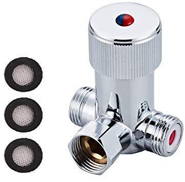 Gangang Thermostatic Mixing Valve,Faucet Water Hot Cold Valves,Inlet G1/2 Male Shower Control Mixer Outlet G1/2 Female with Sealing Ring