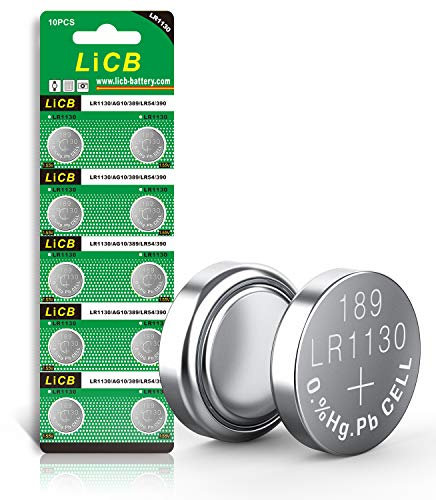 LiCB 10 PCS LR1130 AG10 SR1130 LR54 Battery 1.5V Button Coin Cell Batteries,Used in Many Small Electronics, Watch, Calculators, Toys