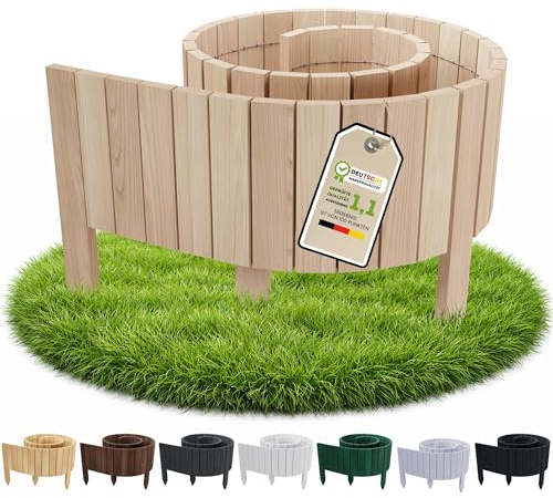 Floranica Bordure de Jardin en Bois Flexible 10 x 200 cm Non-traité avec piquets, idéale pour délimiter pelouse et massifs de Fleurs
