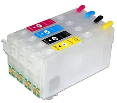 Wiederbefüllbare Tintenpatronen mit Auto-Reset-Chips kompatibel mit Epson 405 XL für Workforce WF-7310, WF-7830, WF-7835, WF-7840, Pro WF-3820, WF-3825, WF-4820, WF-4825, WF-4830