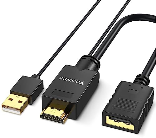 FOINNEX Adattatore HDMI a DisplayPort, 4K@60Hz Convertitore HDMI su DP, Connettori HDMI a DP con USB/Audio, Adapter Maschio HDMI a Display Port Cavo Connettore per Xbox 360 PS4 PS3 NS