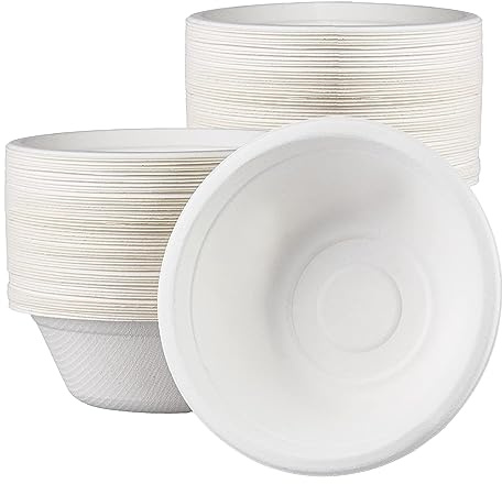 YAAVAAW 100 Bols Jetables 480ml Bol en Canne à Sucre,Bol en Carton Krafte,Compostable Vaisselle Jetable Canne à Sucre Bols en Papier pour Pique-niques,Fêtes,Maison les Aliments Chauds et Froids