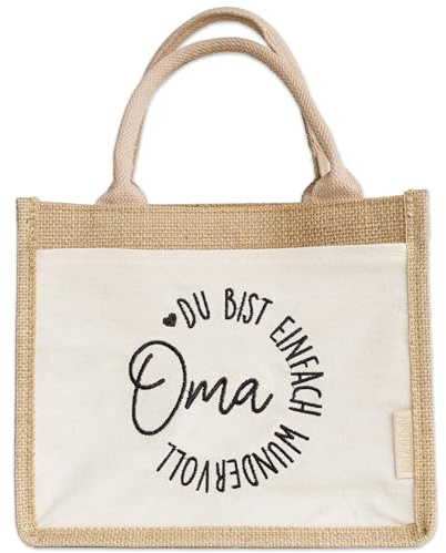 Papierdrachen Wundervolles Geschenk für die Oma - praktische Jutetasche | Liebevolles Design | mit dem Schriftzug 'Oma, du bist wundervoll' Set 02