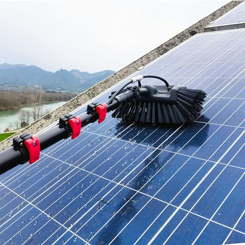 Teleskop Waschbürste, 3.6m/5.4m/6m/7.2m/9.2m /10.8m High Clean Teleskopstange mit Wasseranschluss, Wasserbesen mit Teleskopstiel für PV Reinigung Glasdachreiniger Wintergarten Reinigungsset (9.2m)