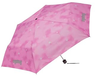 ergobag Regenschirm | Ultraleichter Kinderschirm für die Schultasche mit Tasche, kompakt zusammenfaltbar und mit 90 cm Durchmesser