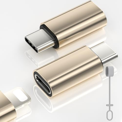 Zestiq 2 Pack Adapter Lightning auf USB C für iPhone 16/16 Pro/16 Pro Max/16 Plus/15/15 Pro, Samsung S24/S23, iPad, Unterstützung von Laden und Datenübertragung, Nicht für Audio/OTG/Kopfhörer-Gold