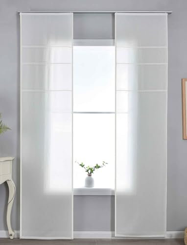 Gardinenbox 2er Set Halbtransparente Schiebegardinen mit Paneelwagen HxB 245x60 cm Natur »Leipzig« Kettenmuster lichtdurchlässig Elegante Struktur 202450P-2