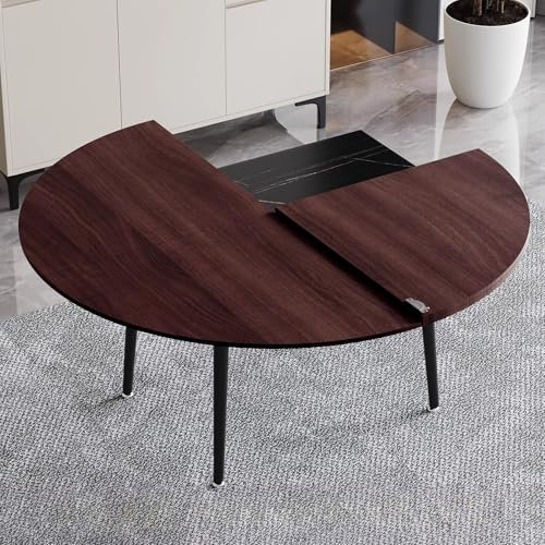 Extensor de mesa redonda de madera maciza grande de 63 pulgadas de diámetro, plegable, tablero de madera de nogal sin patas