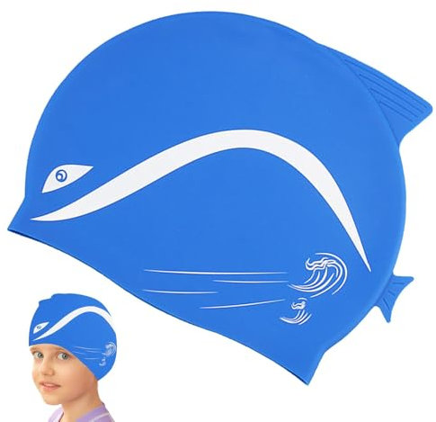 Kinder Schwimmhut Delphin, Cartoon Schwimmhut | Wasserdichtes Cartoon Delphin Silikon Kinder Schwimmhut - Soft Elastic Pool Accessoires Unisex für Wettbewerbe, Bewegung und Training