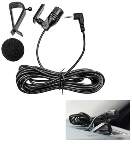 Microfono per Autoradio, 3,5 mm Microfono Autoradio, Microfono Auto, Microfono Jack 3.5, Mini Microfono per Autoradio, Microfono per Auto, Microfono Jack, per auto e unità principale con Bluetooth