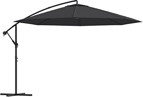 Kangmusi Ampelschirm mit Aluminium-Mast 350 cm Schwarz, Schwarz 47130