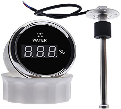 Medidor de Gasoil Deposito, Medidor de nivel de agua digital Sensor de nivel de agua 0-190 Ohm Medidor de nivel de combustible de coche de barco con retroiluminación roja,para vehículos recreativos y
