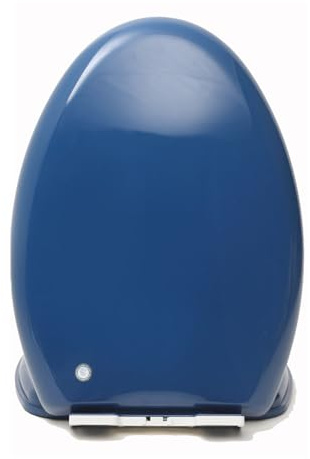 Brigtviee Tavoletta WC Universali V Forma,Colore Sedile WC con Chiusura in Morbido, Copriwater in Plastica,Cerniere Regolabili,Copri WC A Sgancio Rapido,Sedile per Water 360x 470mm,Navy Blue