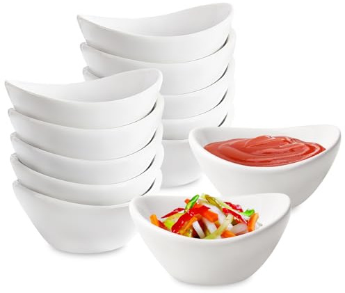 PORFOYO 12 Stück Dipschalen Set, Dip Schälchen 60 ml, Soßenschälchen Keramik, Kleine Servierschälchen für Dips, Snacks, Vorspeisen, Gewürze – Spülmaschinen- und Mikrowellengeeignet