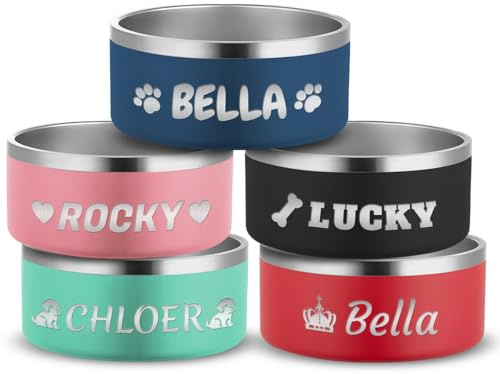 Personalisierter Hundenapf mit Namen, personalisierbare Gravur, Edelstahlnäpfe für Hunde und Katzen, individuelle Fütterung, Haustierbedarf, rutschfest, langlebig, doppellagige Verstärkung
