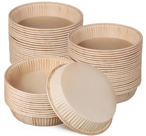 jojofuny Moldes para Tartas Pequeños de Papel Pergamino, 100 Piezas, Fondo Redondo, Aptos para Horno y Microondas, Ideales para Tartas y Quiches en Casa o Restaurante